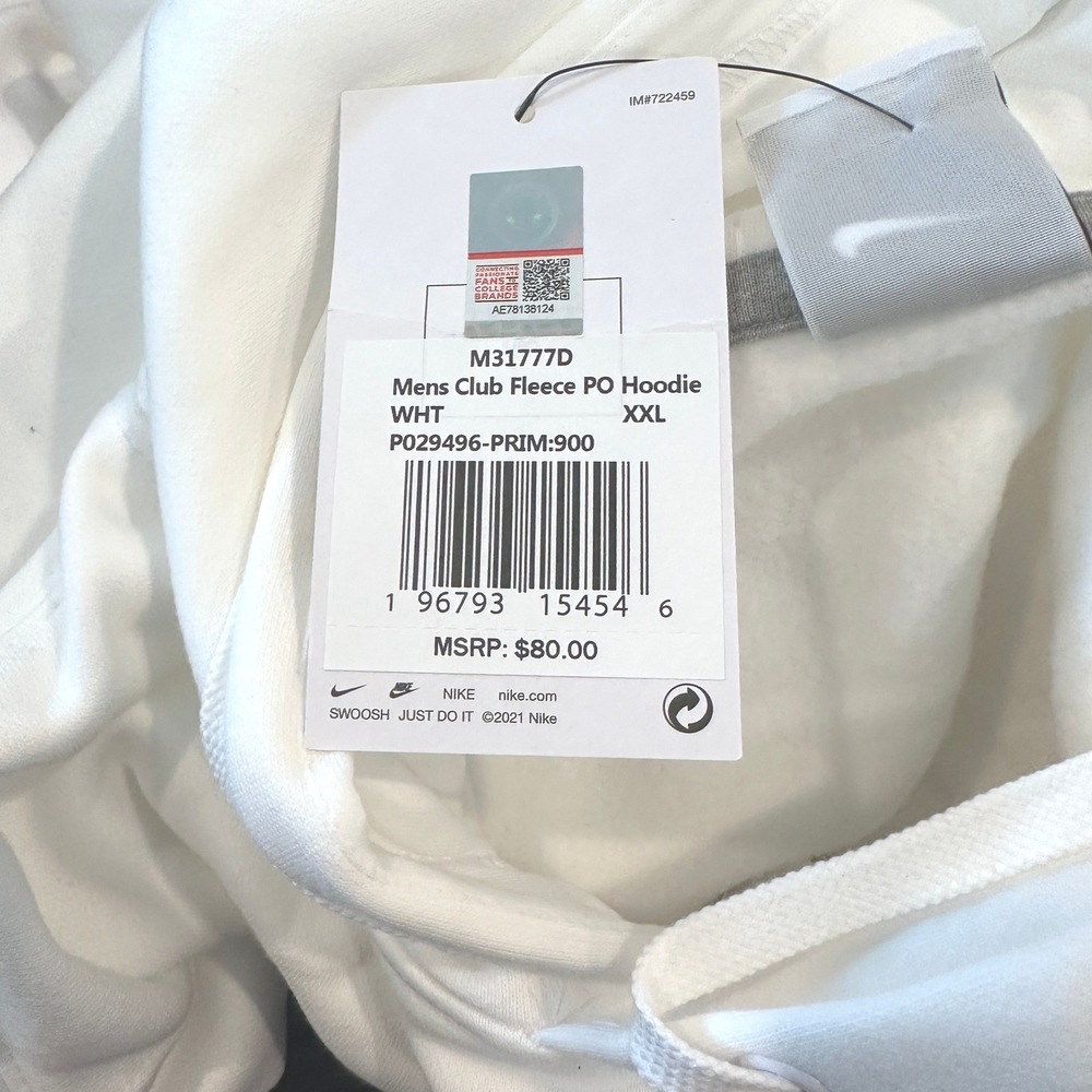 Nike Coach Prime Club Fleece Hoodie White - XXL **NEW** - Picture 7 of 9